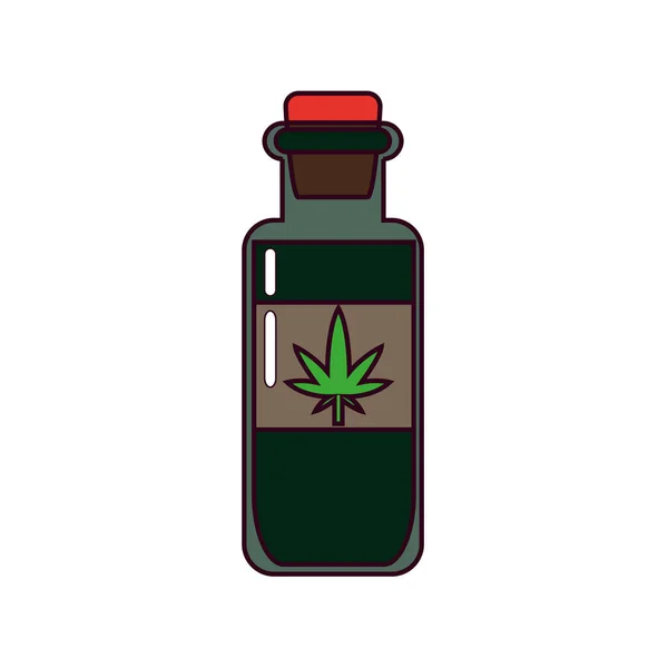 Icono aislado botella de cannabis medicina natural — Vector de stock