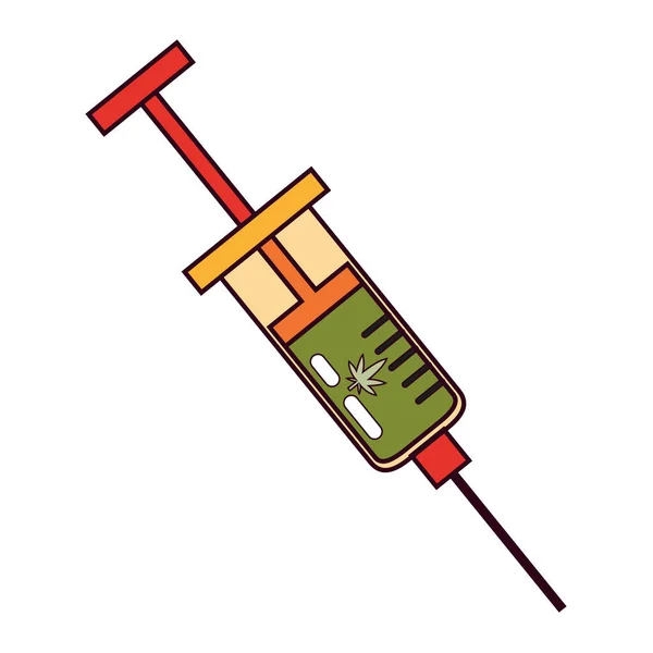 Isolated cannabis natural medicine syringe icon — Stock Vector