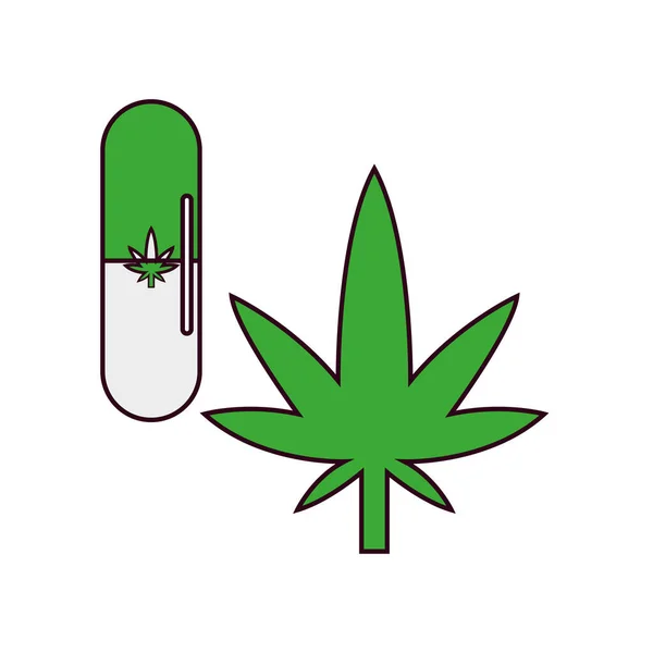 Isolé cannabis médecine naturelle pilule icône — Image vectorielle