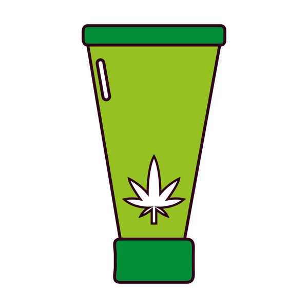 Isolated cannabis natural medicine cream bottle icon — Stock Vector