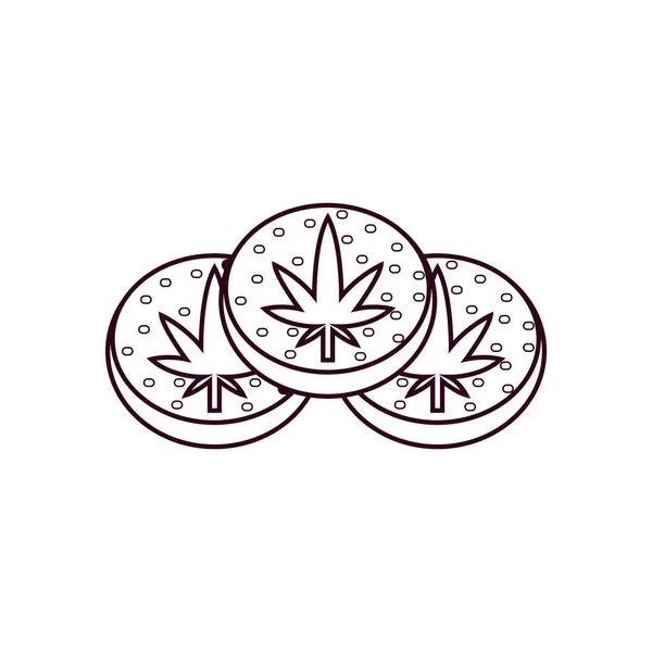 Icono de cookie de medicina natural de cannabis aislado — Archivo Imágenes Vectoriales