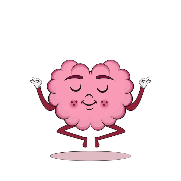 Isolated cartoon of a meditating brain — Stock Vector