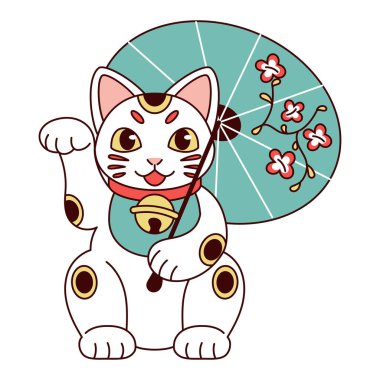 İzole edilmiş Japon Maneki Neko Şanslı Kedi