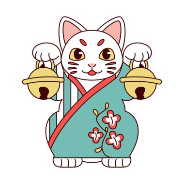 İzole edilmiş Japon Maneki Neko Şanslı Kedi