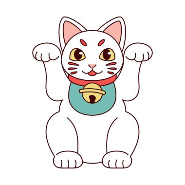 İzole edilmiş Japon Maneki Neko Şanslı Kedi