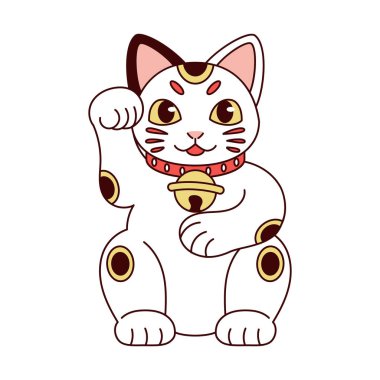 İzole edilmiş Japon Maneki Neko Şanslı Kedi