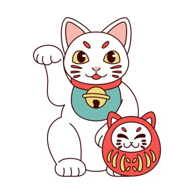 İzole edilmiş Japon Maneki Neko Şanslı Kedi
