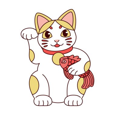 İzole edilmiş Japon Maneki Neko Şanslı Kedi