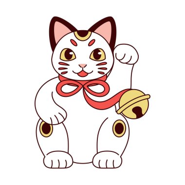 İzole edilmiş Japon Maneki Neko Şanslı Kedi