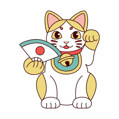 İzole edilmiş Japon Maneki Neko Şanslı Kedi