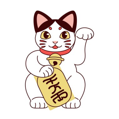 İzole edilmiş Japon Maneki Neko Şanslı Kedi
