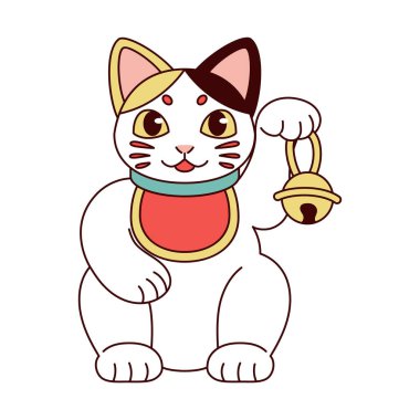 İzole edilmiş Japon Maneki Neko Şanslı Kedi