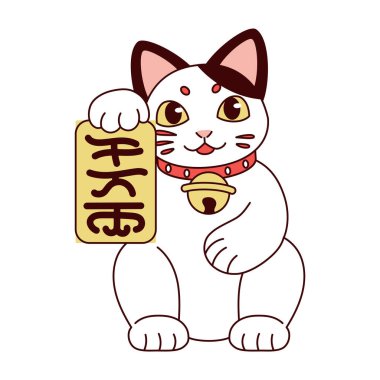 İzole edilmiş Japon Maneki Neko Şanslı Kedi
