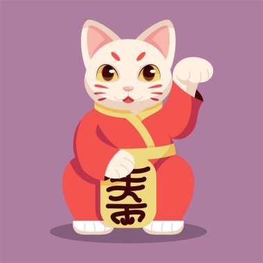 İzole edilmiş Japon Maneki Neko Şanslı Kedi