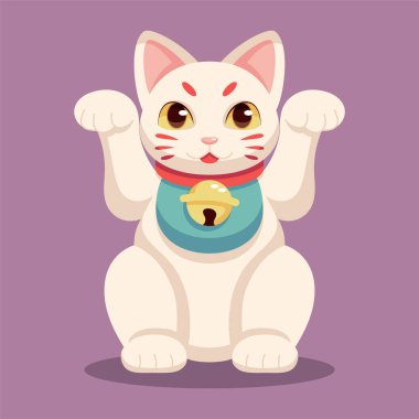 İzole edilmiş Japon Maneki Neko Şanslı Kedi