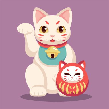 İzole edilmiş Japon Maneki Neko Şanslı Kedi