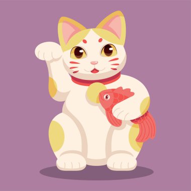 İzole edilmiş Japon Maneki Neko Şanslı Kedi