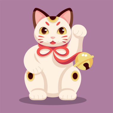 İzole edilmiş Japon Maneki Neko Şanslı Kedi