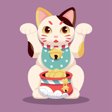 İzole edilmiş Japon Maneki Neko Şanslı Kedi
