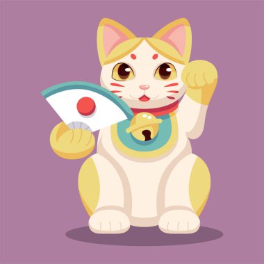 İzole edilmiş Japon Maneki Neko Şanslı Kedi