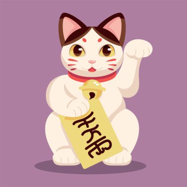 İzole edilmiş Japon Maneki Neko Şanslı Kedi