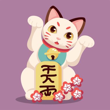 İzole edilmiş Japon Maneki Neko Şanslı Kedi