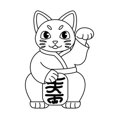 Japon Maneki Neko 'nun taslağı.
