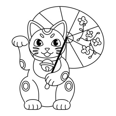 Japon Maneki Neko 'nun taslağı.