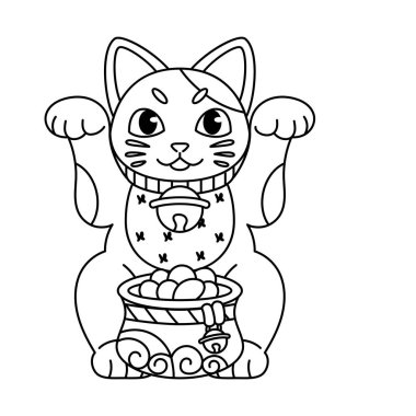 Japon Maneki Neko 'nun taslağı.