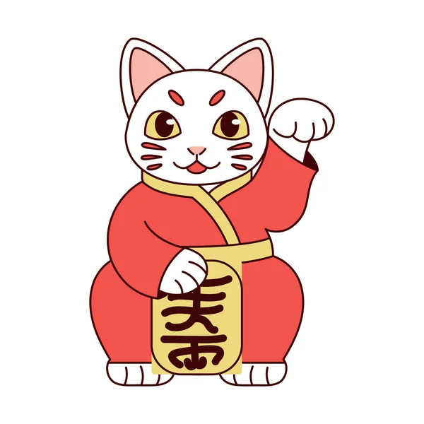 Isolado japonês Maneki Neko Sortudo gato — Vetor de Stock