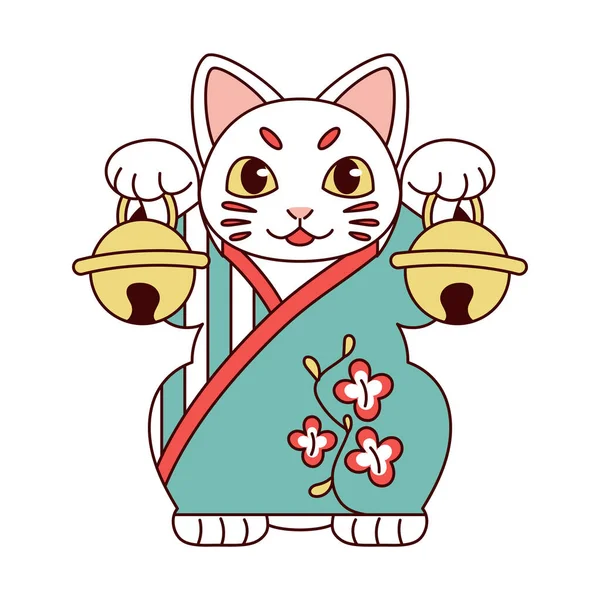 Isolerad japansk maneki Neko Lucky katt — Stock vektor