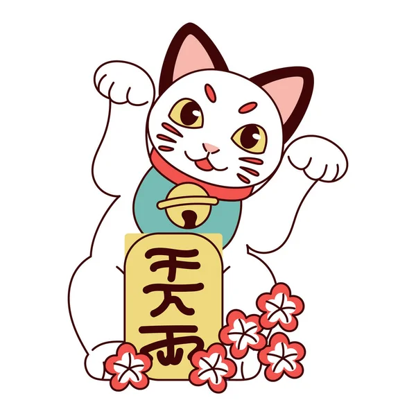 İzole edilmiş Japon Maneki Neko Şanslı Kedi