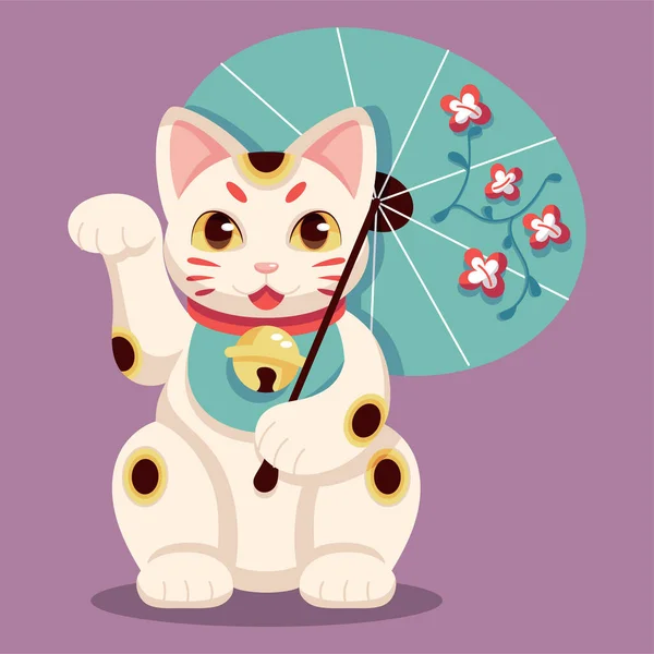Isolated Japanese Maneki Neko Lucky cat — Stock Vector