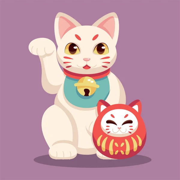 Απομονωμένη ιαπωνική Maneki Neko Τυχερή γάτα — Διανυσματικό Αρχείο