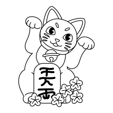 Japon Maneki Neko 'nun taslağı.