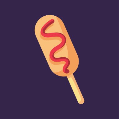 Ketçap ikonlu izole sosis.