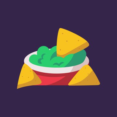 Guacamole ikonlu izole nachos