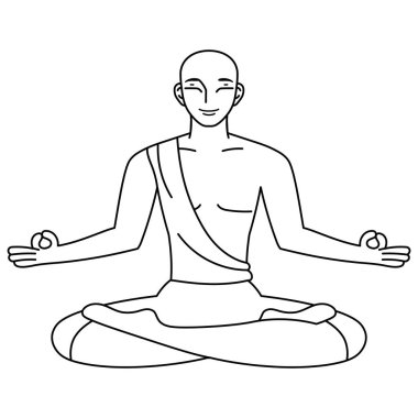 Sağlıklı yaşam tarzında meditasyon yapan bir adamın izole edilmiş ana hatları