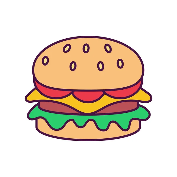 Icono de hamburguesa aislada Comida rápida — Archivo Imágenes Vectoriales