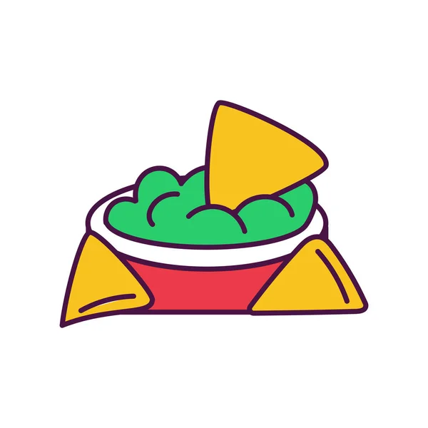 Izolált nachos guacamole ikonnal — Stock Vector