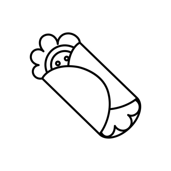 Ícone de burrito isolado comida mexicana — Vetor de Stock