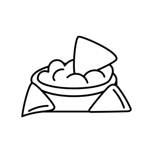 Nachos isolés avec icône de guacamole — Image vectorielle