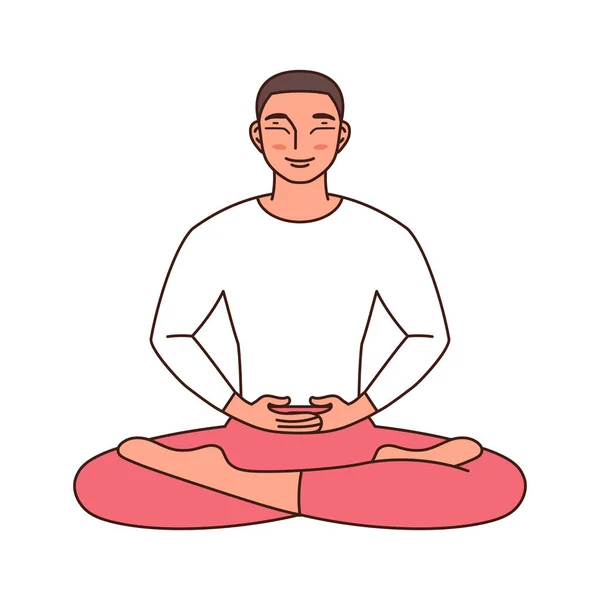 Homem isolado meditando Estilo de Vida Saudável — Vetor de Stock