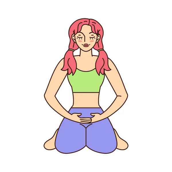 Mujer aislada meditando estilo de vida saludable — Vector de stock