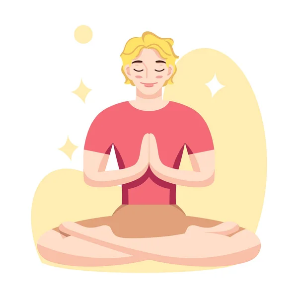 Isoleret mand mediterer sund livsstil – Stock-vektor