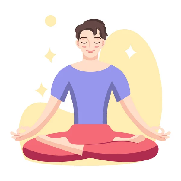 Isoleret mand mediterer sund livsstil – Stock-vektor