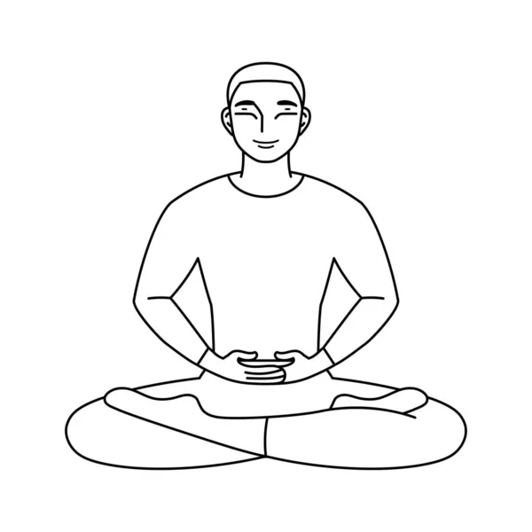 Esquema aislado del hombre meditando estilo de vida saludable — Archivo Imágenes Vectoriales