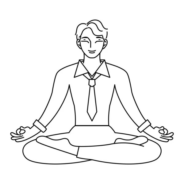 男性瞑想の隔離された概要｜健康的なライフスタイル — ストックベクタ