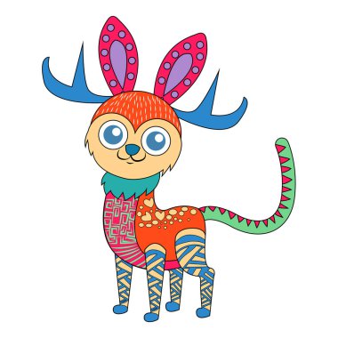İzole edilmiş Meksika geyiği alebrije karakteri