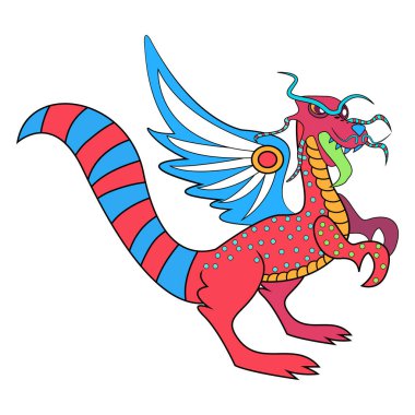 İzole edilmiş Meksikalı ejderha alebrije karakteri